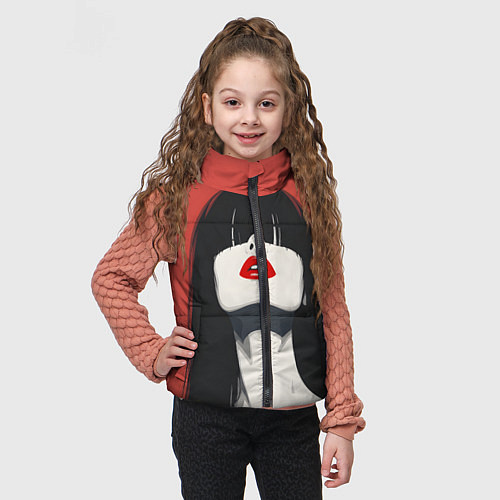 Детский жилет Девушка на красном фоне / 3D-Красный – фото 3