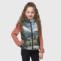 Детский жилет Новогодняя огромная елка и маленькие домики, цвет: 3D-красный — фото 2