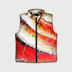 Детский жилет Красно-белая волнистая абстракция, цвет: 3D-черный