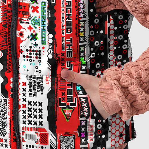 Детский жилет Киберпанк паттерн красный / 3D-Черный – фото 5