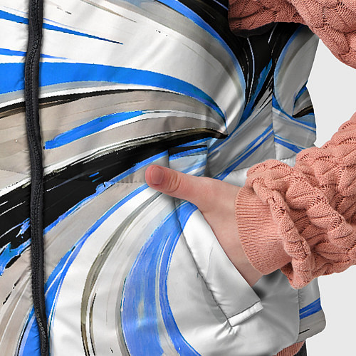 Детский жилет Волнистые бело-синие линии на чёрном фоне / 3D-Черный – фото 5