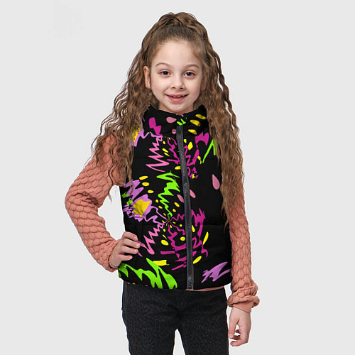 Детский жилет Яркие абстрактные круги-зигзаги / 3D-Светло-серый – фото 3