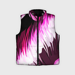 Детский жилет Бело-розовые острые полосы на чёрном фоне, цвет: 3D-светло-серый