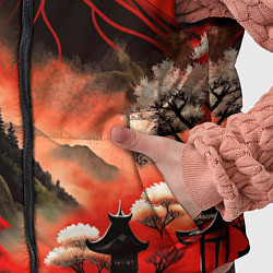 Детский жилет Япония природа в красном цвете, цвет: 3D-светло-серый — фото 2