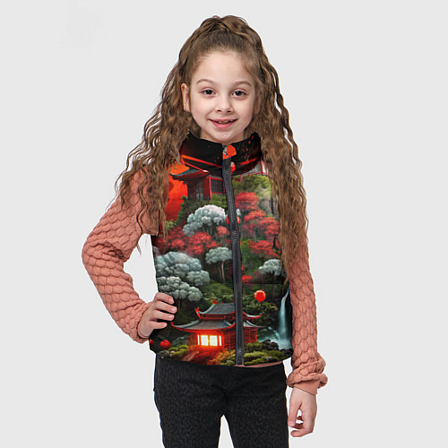 Детский жилет Японская гора природа / 3D-Красный – фото 3
