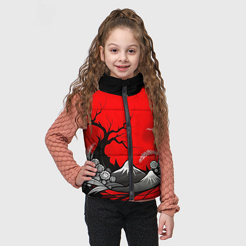 Детский жилет Природа Японии - абстракция / 3D-Красный – фото 3