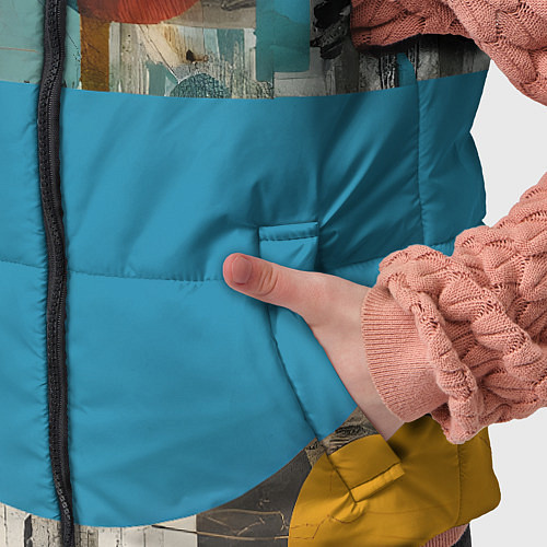 Детский жилет Абстрактный ретро коллаж / 3D-Черный – фото 5