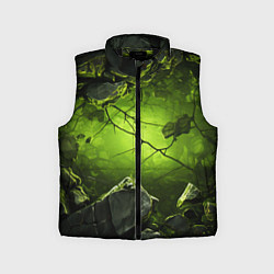 Детский жилет Зеленые разбитые плиты, цвет: 3D-черный