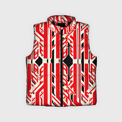 Детский жилет Бело-красные техно полосы на чёрном фоне, цвет: 3D-черный