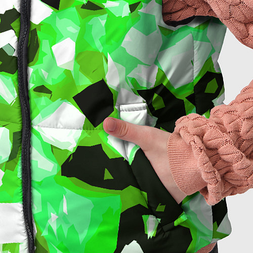 Детский жилет Green and white abstraction on a black background / 3D-Черный – фото 5