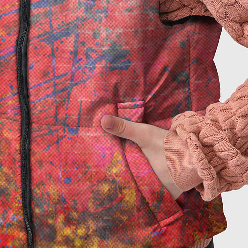 Детский жилет Абстракция - red yellow grunge / 3D-Черный – фото 5