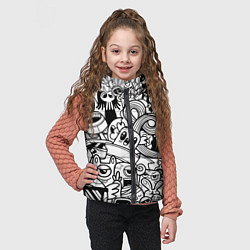 Детский жилет Black and white doddle monsters, цвет: 3D-светло-серый — фото 2