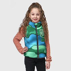 Детский жилет Зелено-голубой камуфляж и герб РФ, цвет: 3D-светло-серый — фото 2