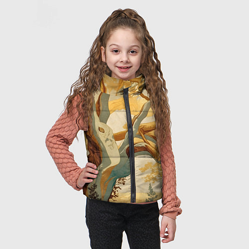 Детский жилет Дерево в японском стиле / 3D-Светло-серый – фото 3