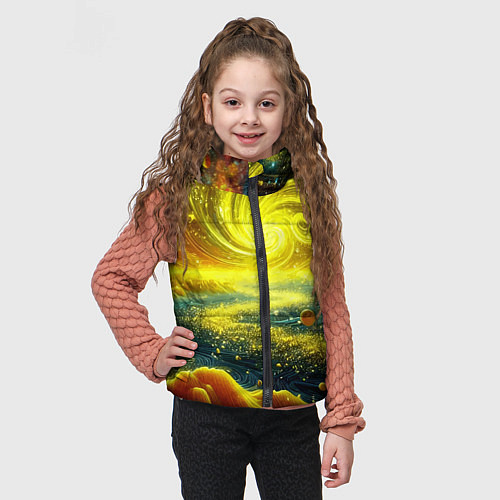 Детский жилет Neon galaxy - ai art fantasy / 3D-Красный – фото 3