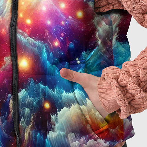 Детский жилет Colorfull neon space clouds - ai art fantasy / 3D-Черный – фото 5