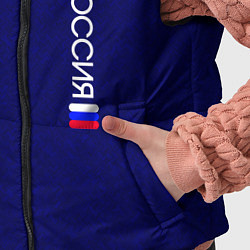 Детский жилет Россия герб и флаг синий текстурированный, цвет: 3D-красный — фото 2