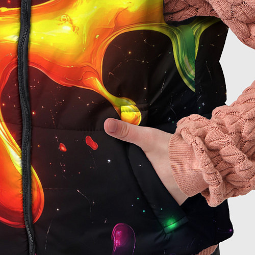 Детский жилет Радужные кляксы на черном фоне / 3D-Черный – фото 5