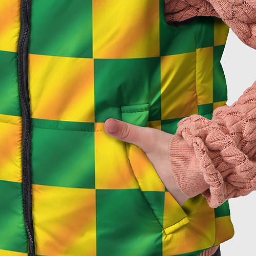 Детский жилет Желтый и зеленый геометрический паттерн / 3D-Черный – фото 5