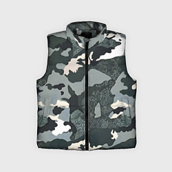 Детский жилет Темно зеленый камуфляж, цвет: 3D-черный