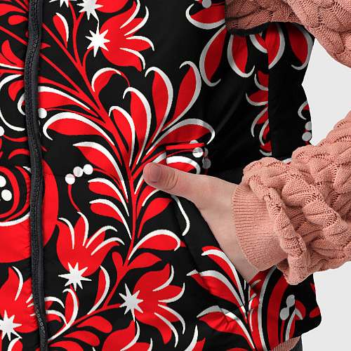 Детский жилет Хохлома - красная роспись / 3D-Черный – фото 5