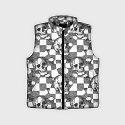 Детский жилет Черепа и клетчатый фон с дырами