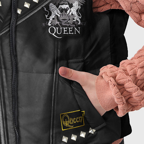 Детский жилет Косуха с нашивками Queen / 3D-Черный – фото 5