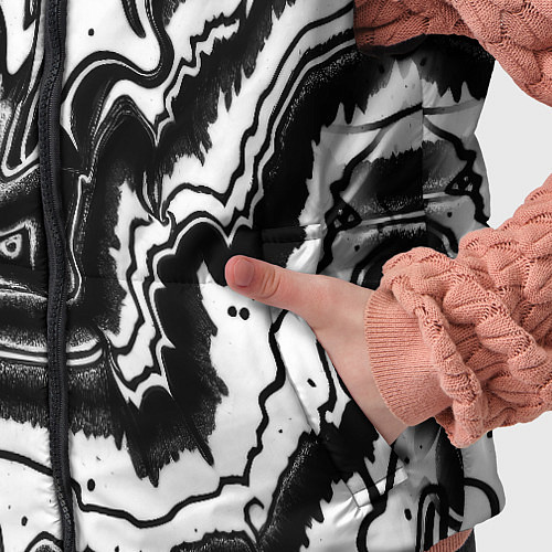 Детский жилет Закрученные волны - чб абстракция / 3D-Черный – фото 5