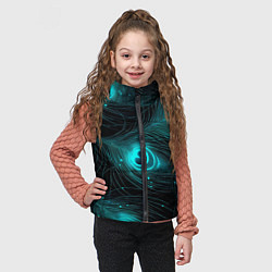Детский жилет Светящиеся перья павлина паттерн, цвет: 3D-светло-серый — фото 2