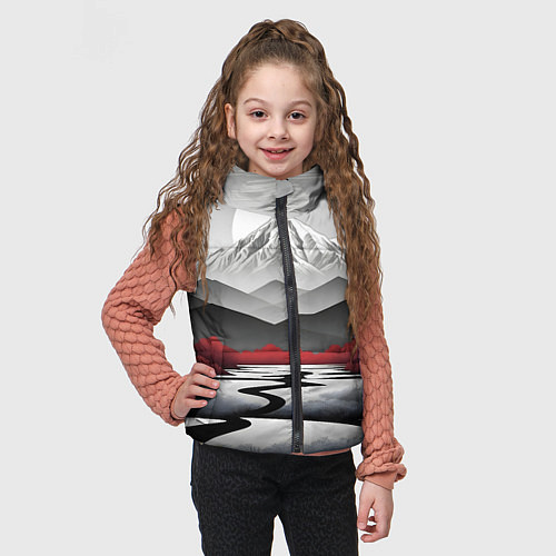 Детский жилет Белые горы и красные деревья / 3D-Красный – фото 3