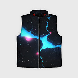 Детский жилет Голубой разлом в черной текстуре