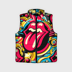 Детский жилет Rolling Stones logo - pop art pattern, цвет: 3D-черный