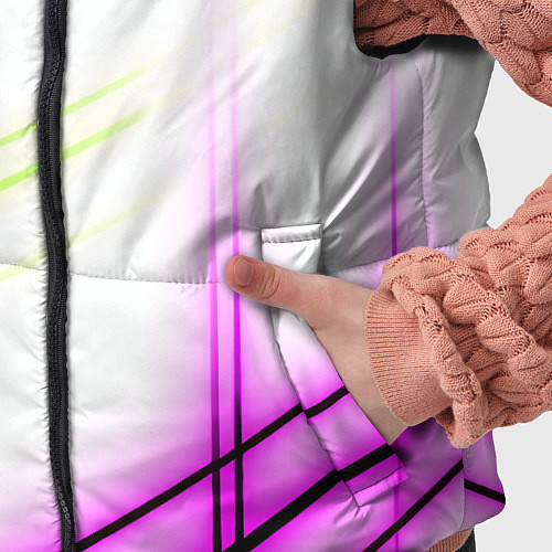 Детский жилет Green white pink line / 3D-Черный – фото 5