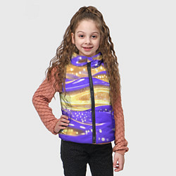 Детский жилет Фиолетово-золотая жидкая текстура, цвет: 3D-черный — фото 2