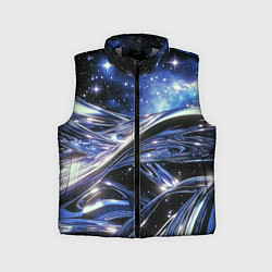 Детский жилет Закрученные линии и звезды - космическая абстракци, цвет: 3D-светло-серый