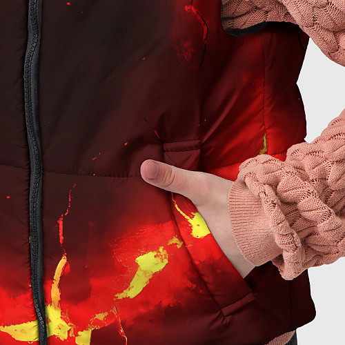 Детский жилет Красный круг из огня текстура / 3D-Черный – фото 5