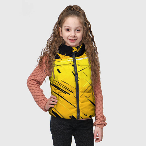 Детский жилет Желтая краска на черном фоне / 3D-Красный – фото 3