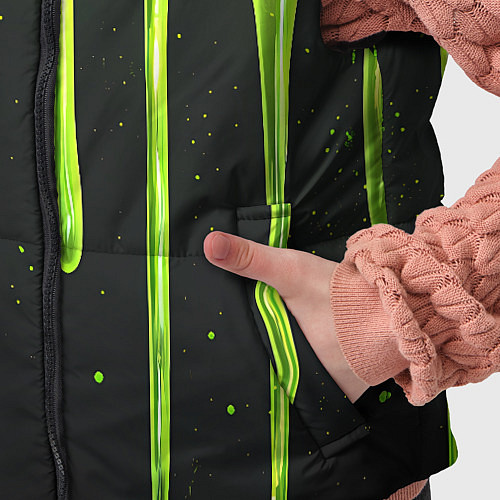 Детский жилет Слизь зеленая текстура / 3D-Черный – фото 5