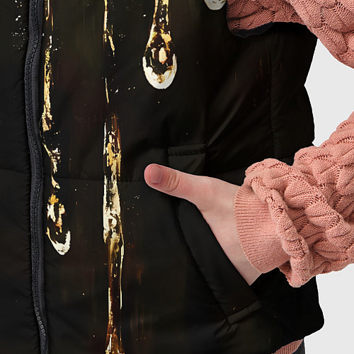 Детский жилет Мед на коричневой текстуре / 3D-Черный – фото 5