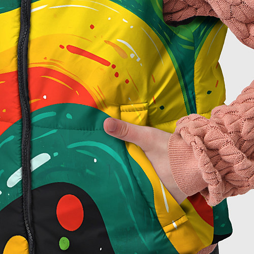 Детский жилет Желто-зеленая краска текстура / 3D-Черный – фото 5