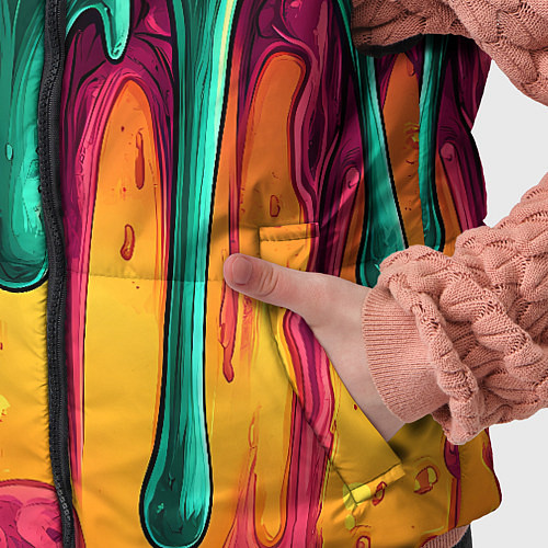 Детский жилет Зелено-оранжевая клякса / 3D-Черный – фото 5