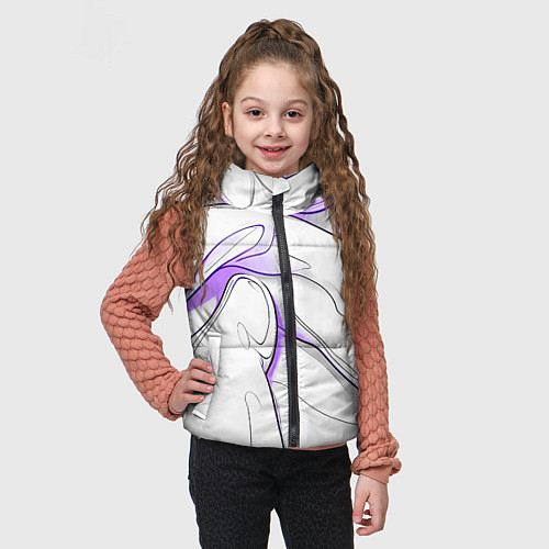 Детский жилет Черные и фиолетовые линии на белом / 3D-Красный – фото 3