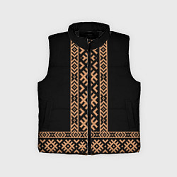 Детский жилет Славянский золотой узор на черном - вышиванка руба