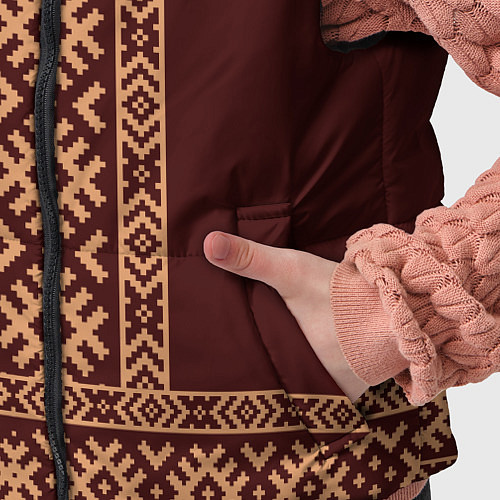 Детский жилет Золотой узор на бордовом - вышиванка рубаха / 3D-Черный – фото 5