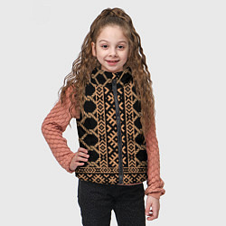 Детский жилет Золотые узоры на черном с канатами - вышиванка руб, цвет: 3D-черный — фото 2