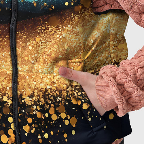 Детский жилет Золотинки на бирюзовой текстуре / 3D-Черный – фото 5