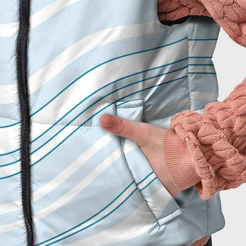 Детский жилет Светлый бело-голубой волнистые полосы / 3D-Светло-серый – фото 5