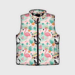 Детский жилет Панда фламинго лето ананас, цвет: 3D-черный
