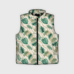 Детский жилет Листья монстеры на мраморном фоне, цвет: 3D-черный