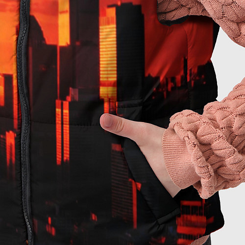 Детский жилет Стилизованный город оранжевый закат / 3D-Черный – фото 5